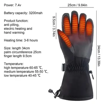 Ръкавици с топъл | Ръкавици с топъл за мъже и жени|, Ски Ръкавици с електрическо подгряване на Акумулаторни батерии за Лов, Мотоциклет, Сняг 5
